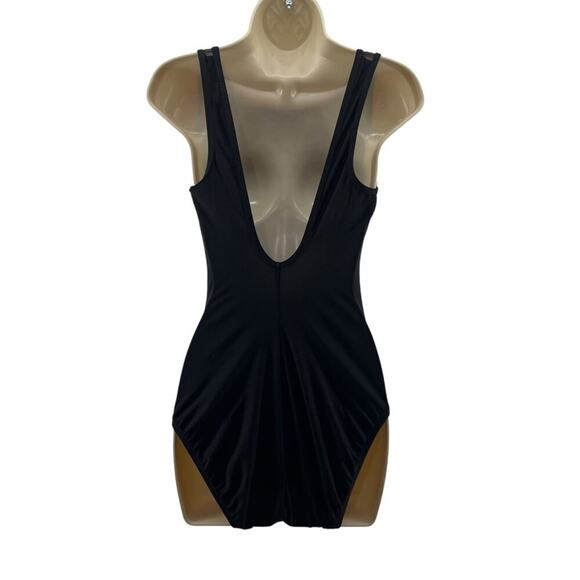 Longitude Black Mesh Velvet Detail One Piece Slimming Swimwear Womens Size 12 - Picture 6 of 6